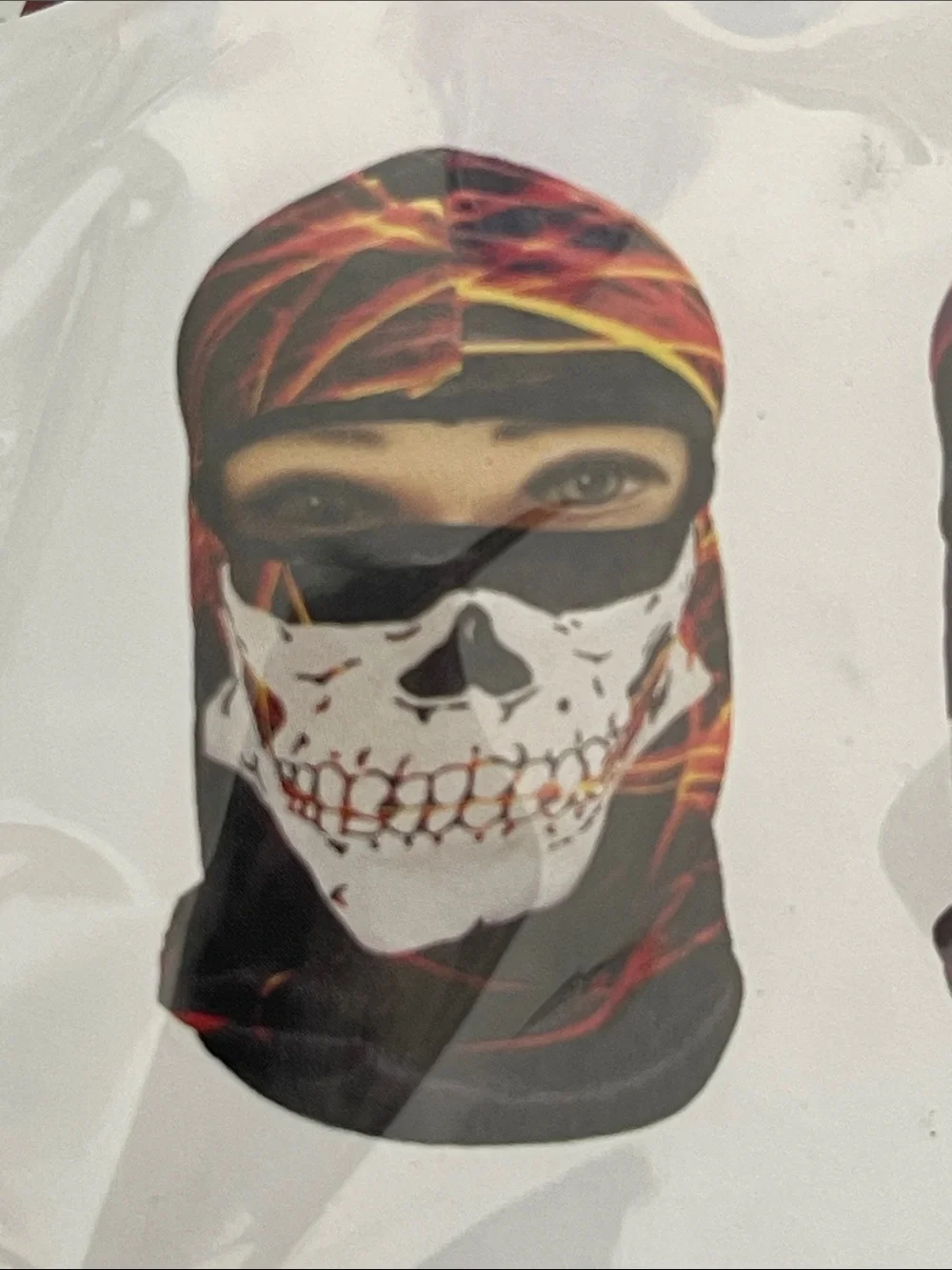 Unbranded Men's Skull Flame Balaclava Face Mask in Black and Red